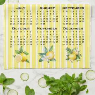 Linge De Cuisine Calendrier 2027 Style Italien Citrons Rayures Jaun