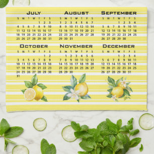 Linge De Cuisine Calendrier 2027 Style Italien Citrons Rayures Jaun