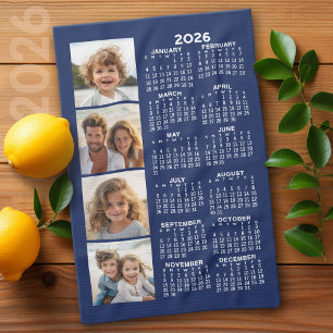 Linge De Cuisine Calendrier avec 4 photos - Navy Blue