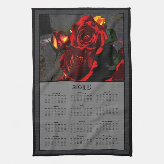 Linge De Cuisine Calendrier de tissu de 2015 roses de poison (Vertical)