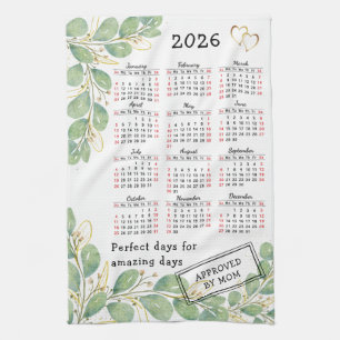 Linge De Cuisine Calendrier Eucalyptus Elégant Personnalisé 2025