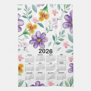 Linge De Cuisine Calendrier Jardin botanique fleuri coloré 2026