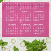 Linge De Cuisine Calendrier Peint Aquarelle Fleurs rose chaud (Plié)