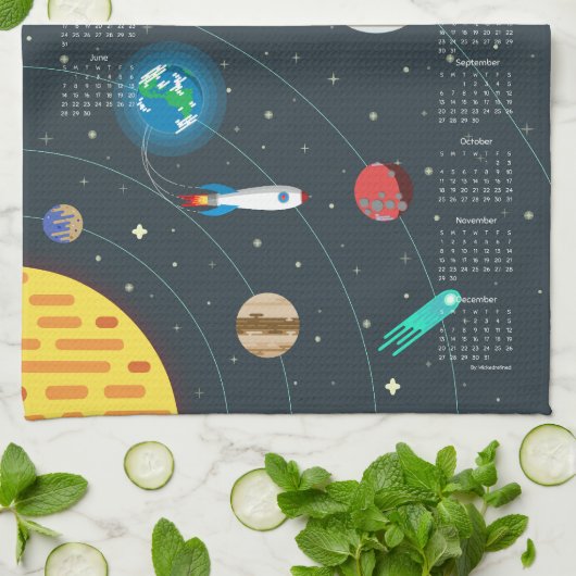 Linge De Cuisine Calendrier Retro Space 2026 (Plié)