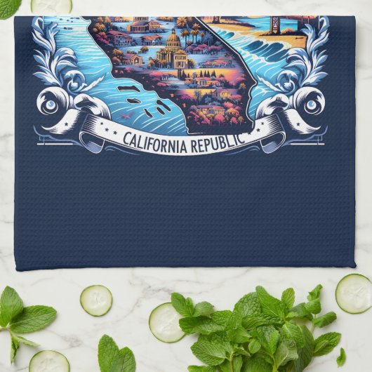 Linge De Cuisine California Map Vector Art (Plié)