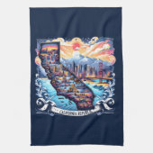 Linge De Cuisine California Map Vector Art (Vertical)