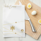 Linge De Cuisine Calligraphie de Noël d'or (Quart Plié)