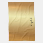 Linge De Cuisine Calligraphy Script Name Stylish Black And Gold (Vertical)