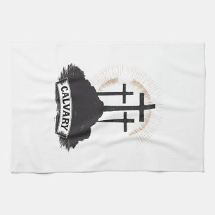 Linge De Cuisine Calvary Hill Jésus Gravure Vintage Faith Tee (1)