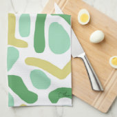 Linge De Cuisine Calypso Moderne Abstrait Vert Lime Or (Quart Plié)