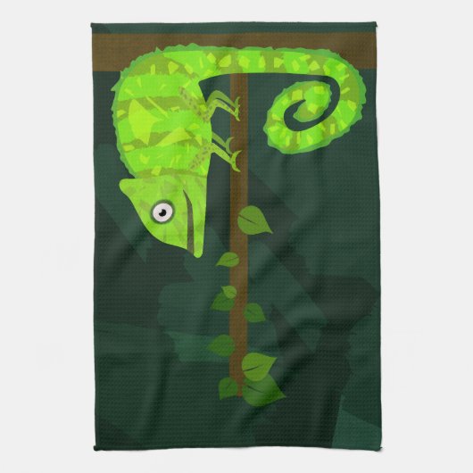 Linge De Cuisine Caméléon vert mignon (Vertical)