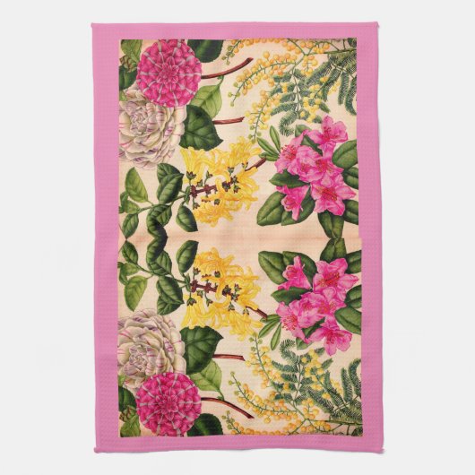 Linge De Cuisine camélia, forsythie, rhododendron et acacia (Vertical)