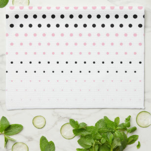 Linge De Cuisine Cameo Pink et Black Polka Dot