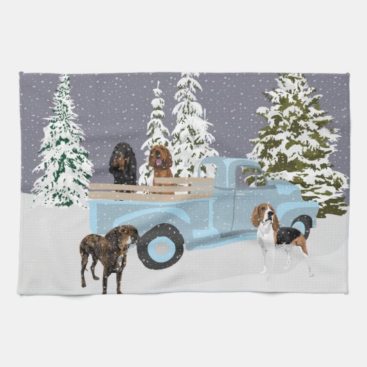 Linge De Cuisine Camion de chasse dans la neige (Horizontal)