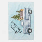 Linge De Cuisine Camion de Noël avec pins et animaux de forêt (Vertical)