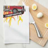 Linge De Cuisine Camion de pompiers de sapeur-pompier (Quart Plié)