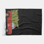 Linge De Cuisine Camion rouge de Noël avec nom (Horizontal)