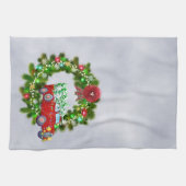 Linge De Cuisine Camion Rouge Traversant Une Guirlande De Noël (Horizontal)