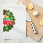 Linge De Cuisine Camion Rouge Traversant Une Guirlande De Noël (Quart Plié)