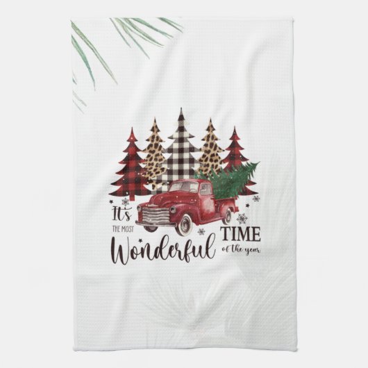 Linge De Cuisine Camion Rouge Vintage, Pin Arbre (Vertical)