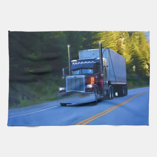 Linge De Cuisine Camions, Big Rig Cargo Truck Art (Horizontal)