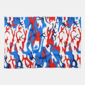 Linge De Cuisine Camo blanc et bleu rouge (Horizontal)
