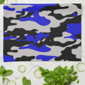 Linge De Cuisine Camo noir et bleu (Plié)