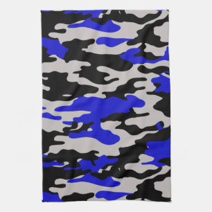 Linge De Cuisine Camo noir et bleu