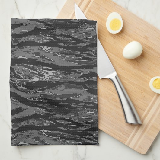 Linge De Cuisine Camo rayé gris (Quart Plié)