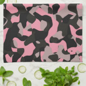 Linge De Cuisine Camo rose et noir (Plié)