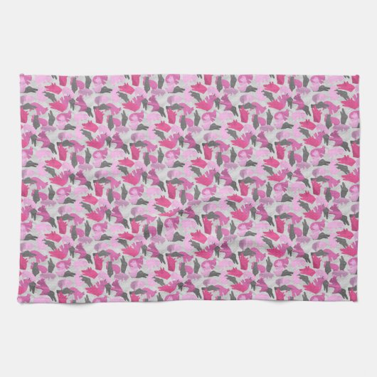 Linge De Cuisine Camouflage animal Silhouette rose (Horizontal)