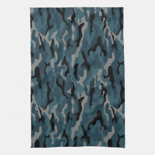 Linge De Cuisine Camouflage en noir de nuit (Vertical)