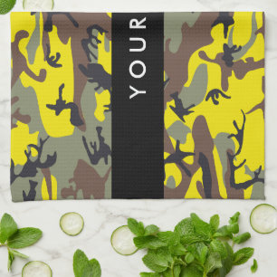 Linge De Cuisine Camouflage jaune et Brown Votre nom Personnalisez