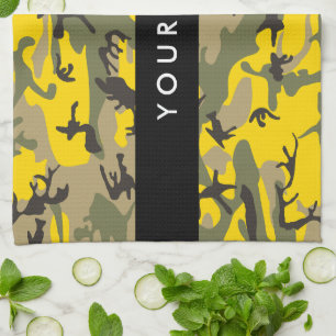 Linge De Cuisine Camouflage jaune et vert Votre nom Personnalisez
