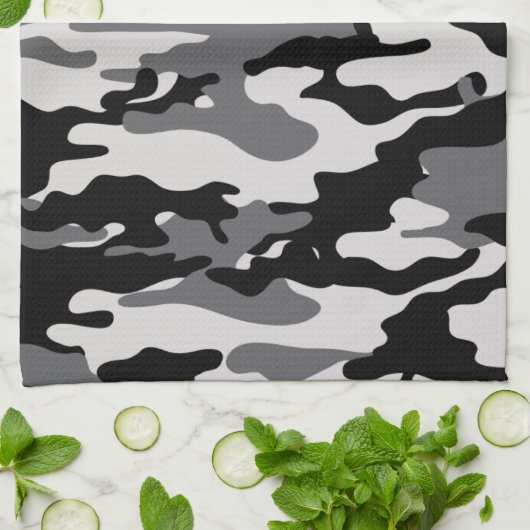 Linge De Cuisine Camouflage noir (Plié)