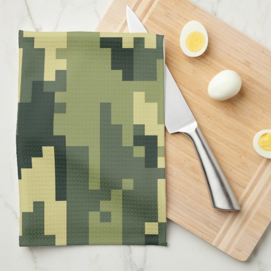Linge De Cuisine Camouflage numérique en bois à 8 bits / Camo (Quart Plié)