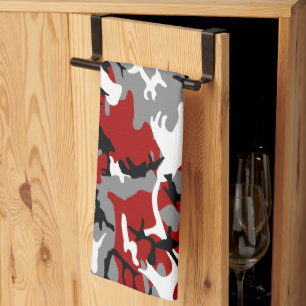 Linge De Cuisine Camouflage rouge et gris, Militaire, Armée