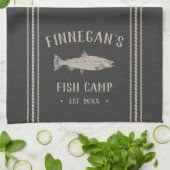 Linge De Cuisine Camp de poisson rustique au charbon Personnalisé (Plié)