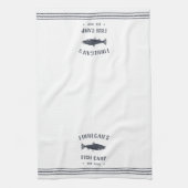Linge De Cuisine Camp de poisson rustique blanc et marine Personnal (Vertical)