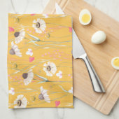 Linge De Cuisine Campagne de prairie imprimé jaune (Quart Plié)