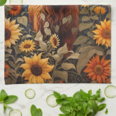 Linge De Cuisine Campagne rustique Highland Cow Sunflowers (Plié)