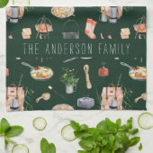 Linge De Cuisine Camping Monogramme | Illustrations d'aquarelle (Plié)