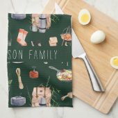 Linge De Cuisine Camping Monogramme | Illustrations d'aquarelle (Quart Plié)