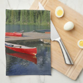 Linge De Cuisine Canada, Alberta, Moraine Lake. Des pirogues rouges (Quart Plié)