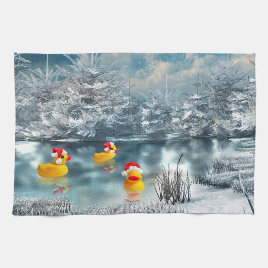 Linge De Cuisine Canard de Noël (Horizontal)
