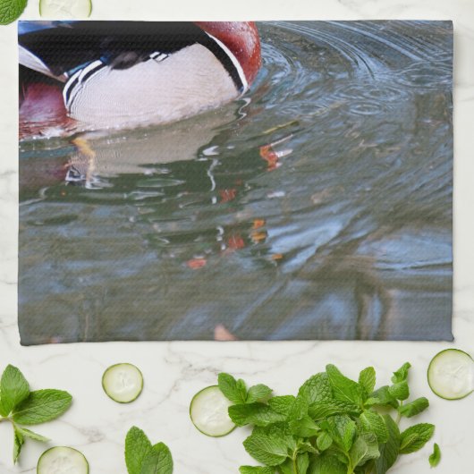 Linge De Cuisine Canard en bois de natation (Plié)
