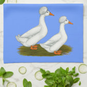 Linge De Cuisine Canards :  Blanc Crested (Plié)