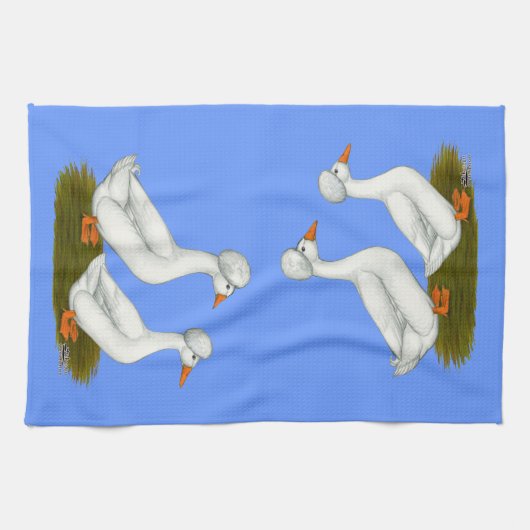 Linge De Cuisine Canards :  Blanc Crested (Horizontal)