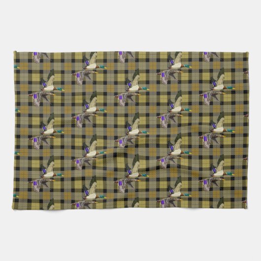 Linge De Cuisine Canards Majards Sur Plaid (Horizontal)