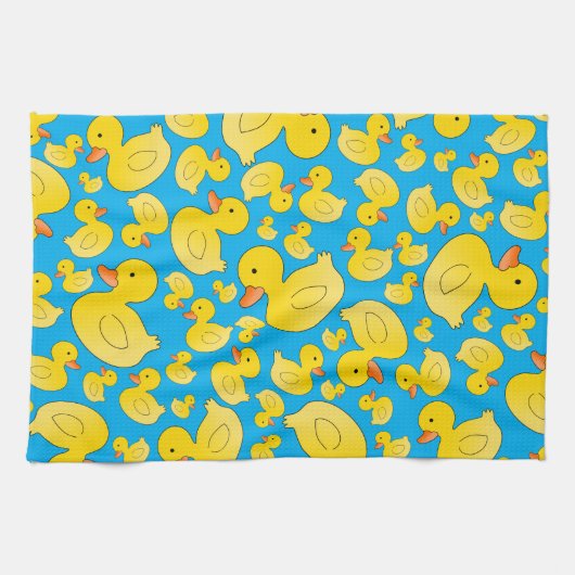 Linge De Cuisine Canards mignons en caoutchouc de bleu de ciel (Horizontal)